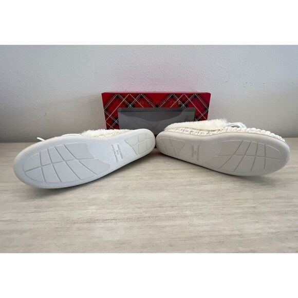 Charter Club Dorenda Women Sz 11M Moccasin Slippers White Boucle Fur Shoes NWB - Picture 7 of 9